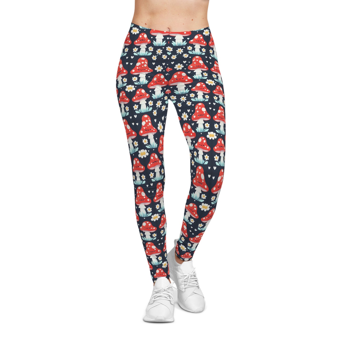 Whimsical Mushroom Print Casual Leggings for Women, Comfortable Yoga Pants, Trendy Loungewear