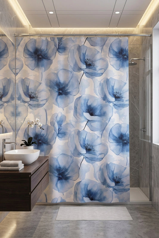 Blue flower curtain