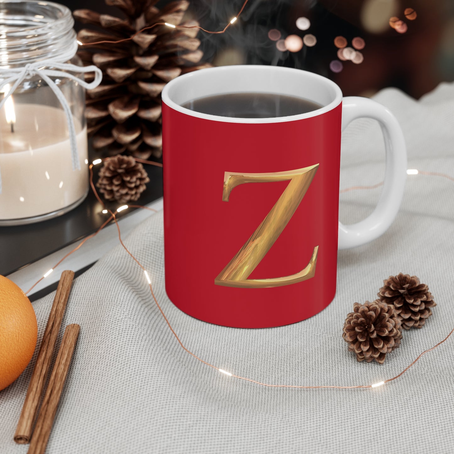 Personalized "Z" 11oz Mug, Initials Coffee Cup, Custom Ceramic Mug, Unique Gift for Coffee Lovers, Great for Holidays