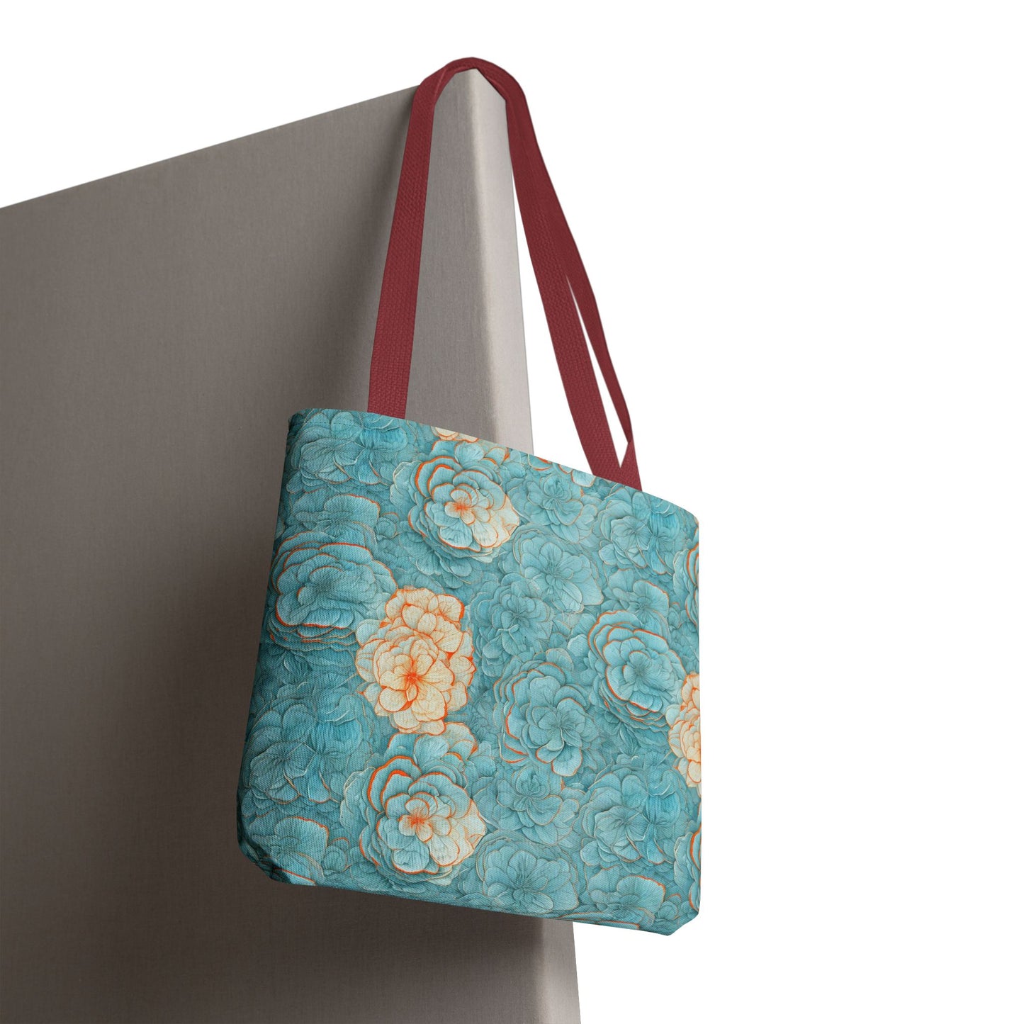 Floral Watercolor Tote Bag — Teal Succulent Pattern