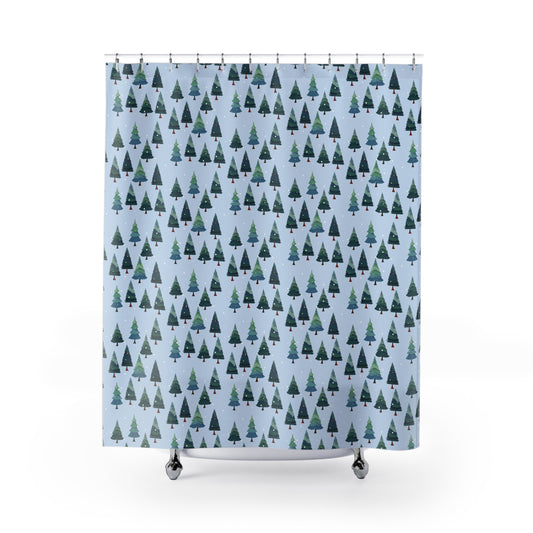 Winter Tree Shower Curtain, Christmas Decor, Bathroom Accessories, Holiday Gift, Nature-Inspired Bathroom