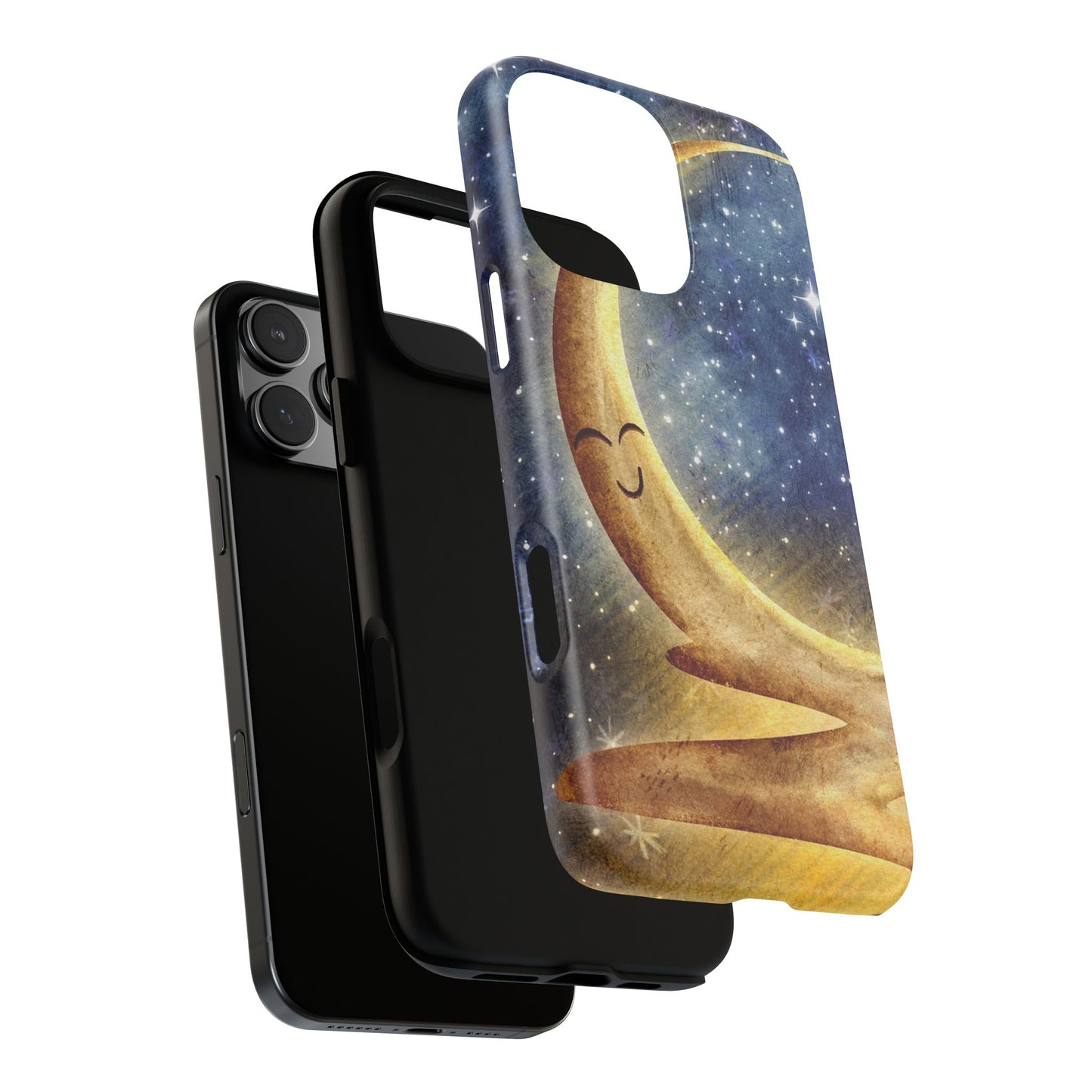 Moonlit Smile Phone Case — Starry Night Crescent Moon iPhone Cover