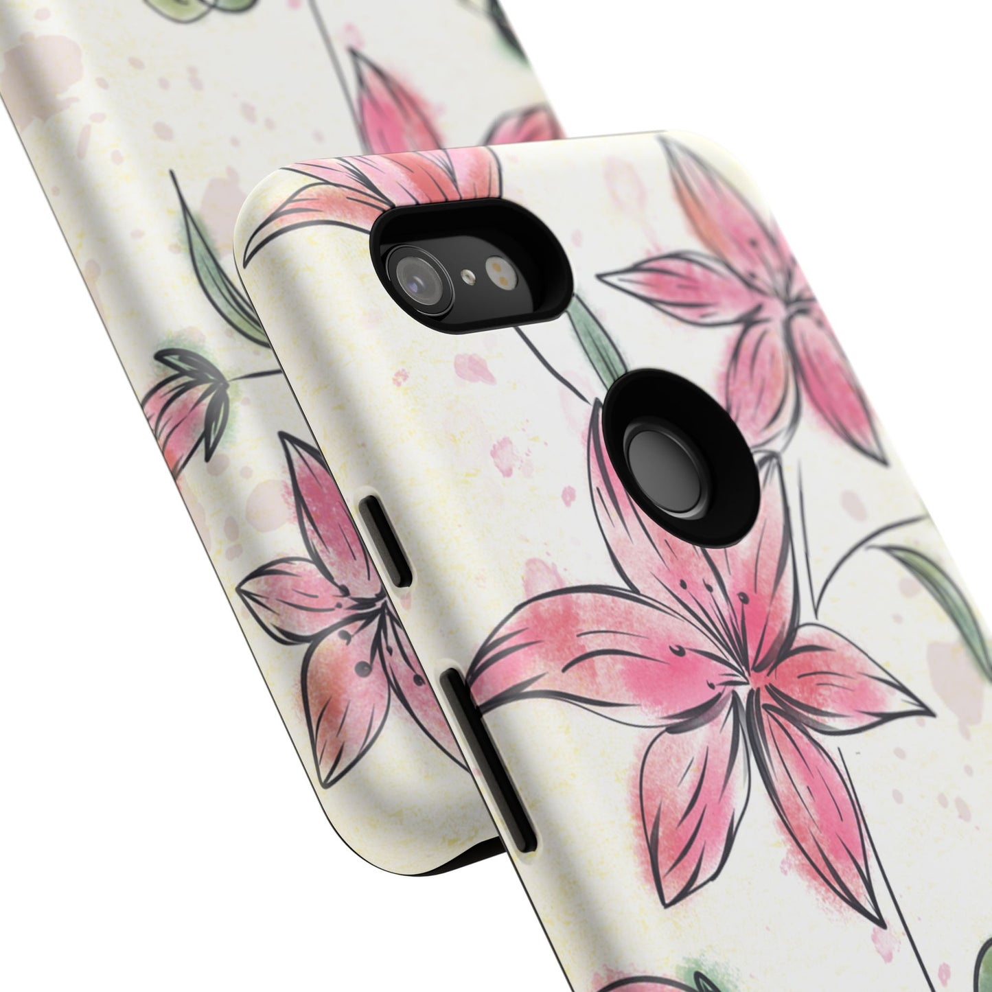 Floral Phone Case with Elegant Pink Lilies, Cute Floral Accessories, Phone Protection, Gift for Her, Stylish Cell Phone Cover