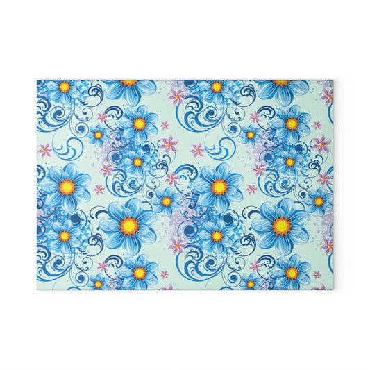 Floral Glass Cutting Board | Kitchen Decor, Gift for Home Chefs, Housewarming, Wedding, Unique Kitchenware