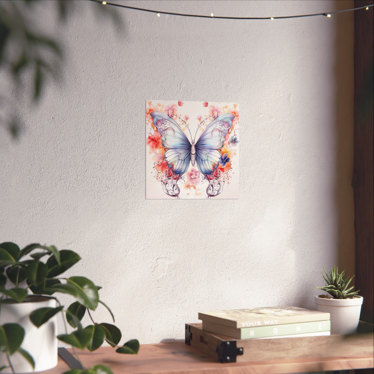 Butterfly Watercolor Wall Poster — Floral Pastel Matte Vertical Print