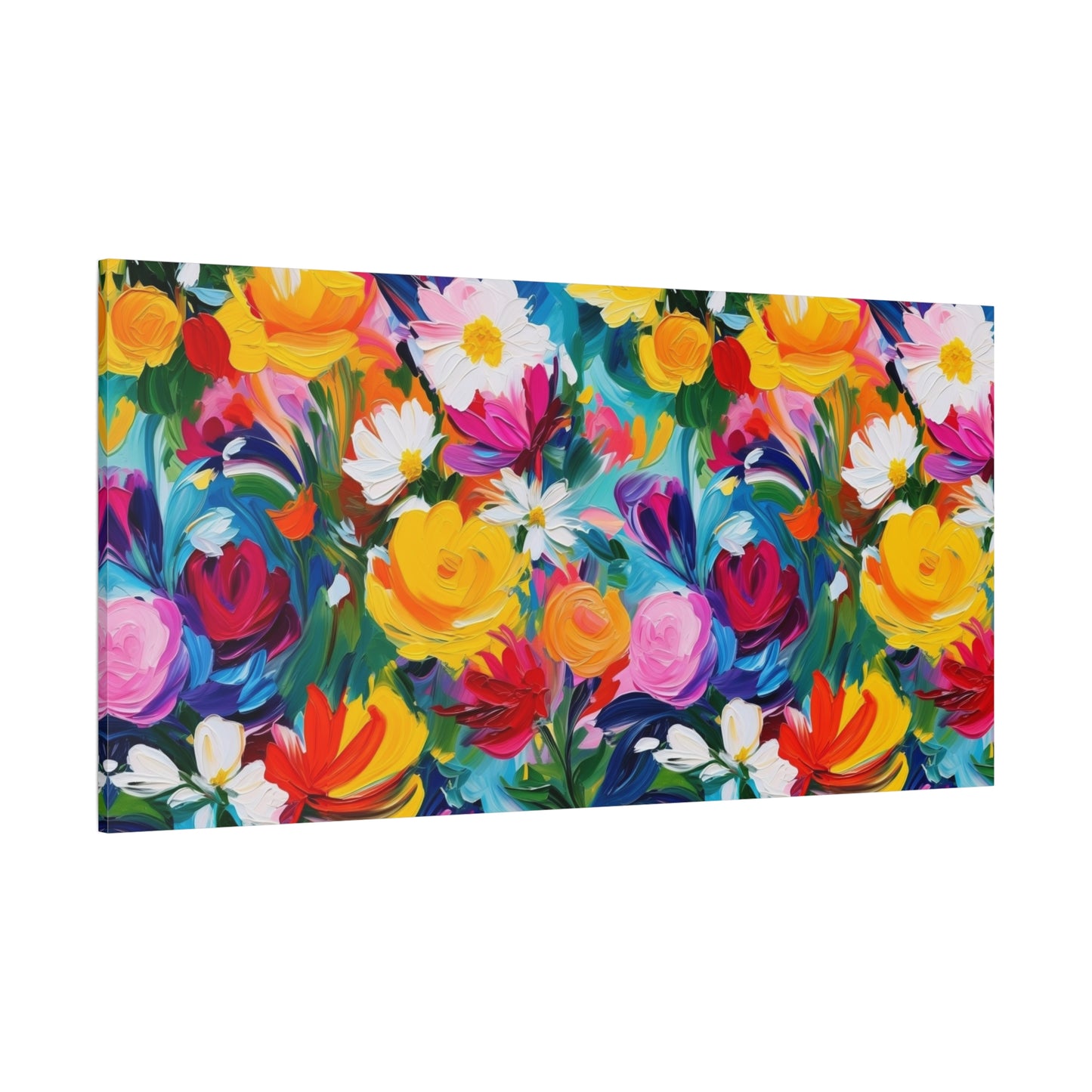 Vibrant Floral Matte Canvas Wall Art — Colorful Garden Print, Stretched 1.25"