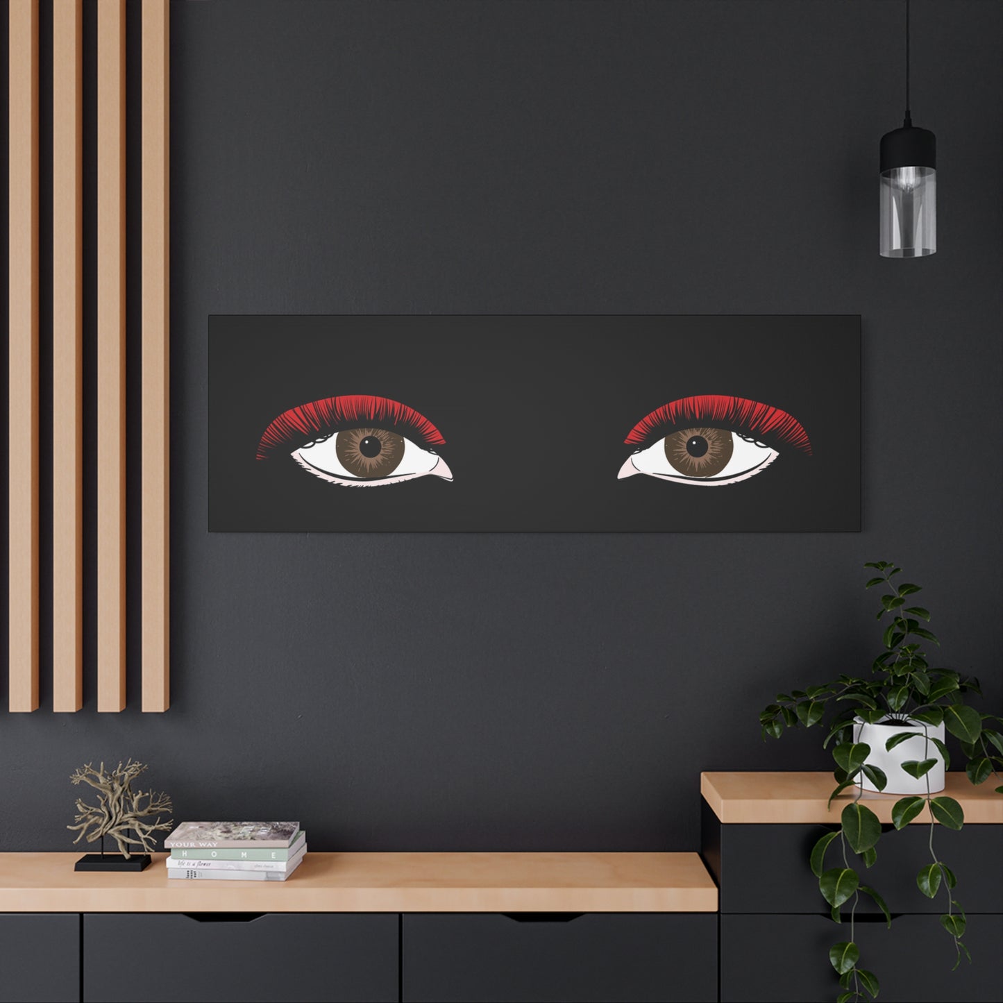 Red Lashes Wall Art Canvas — Glam Eyes Makeup Decor