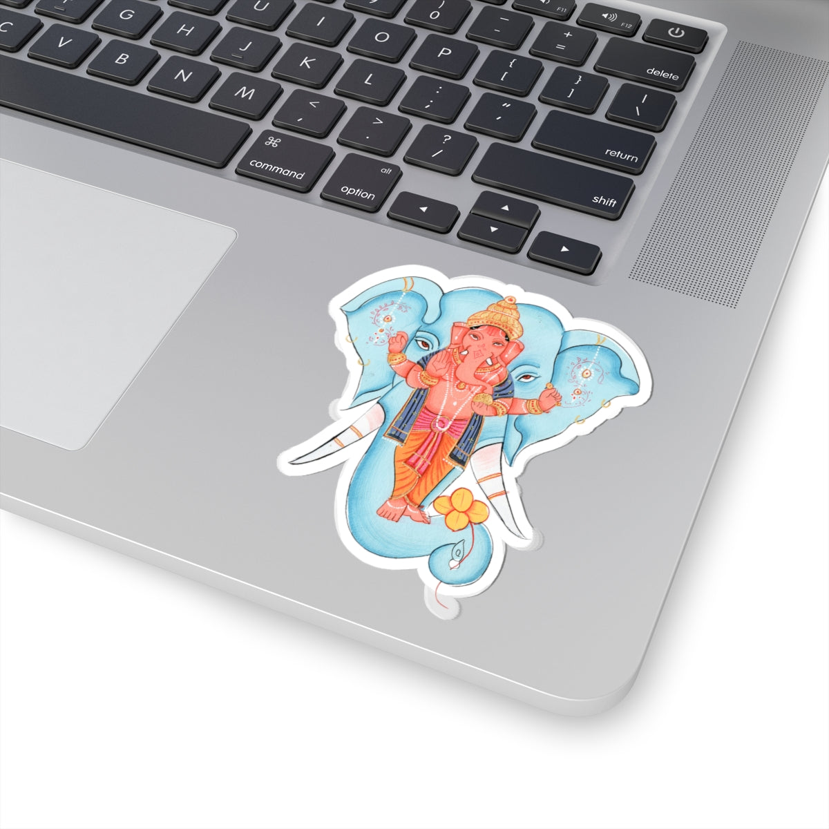 Vibrant Ganesh Kiss-Cut Stickers, Spiritual Decor, Laptop Stickers, Gift for Yoga Lovers, Festival Decoration, Hindu Art