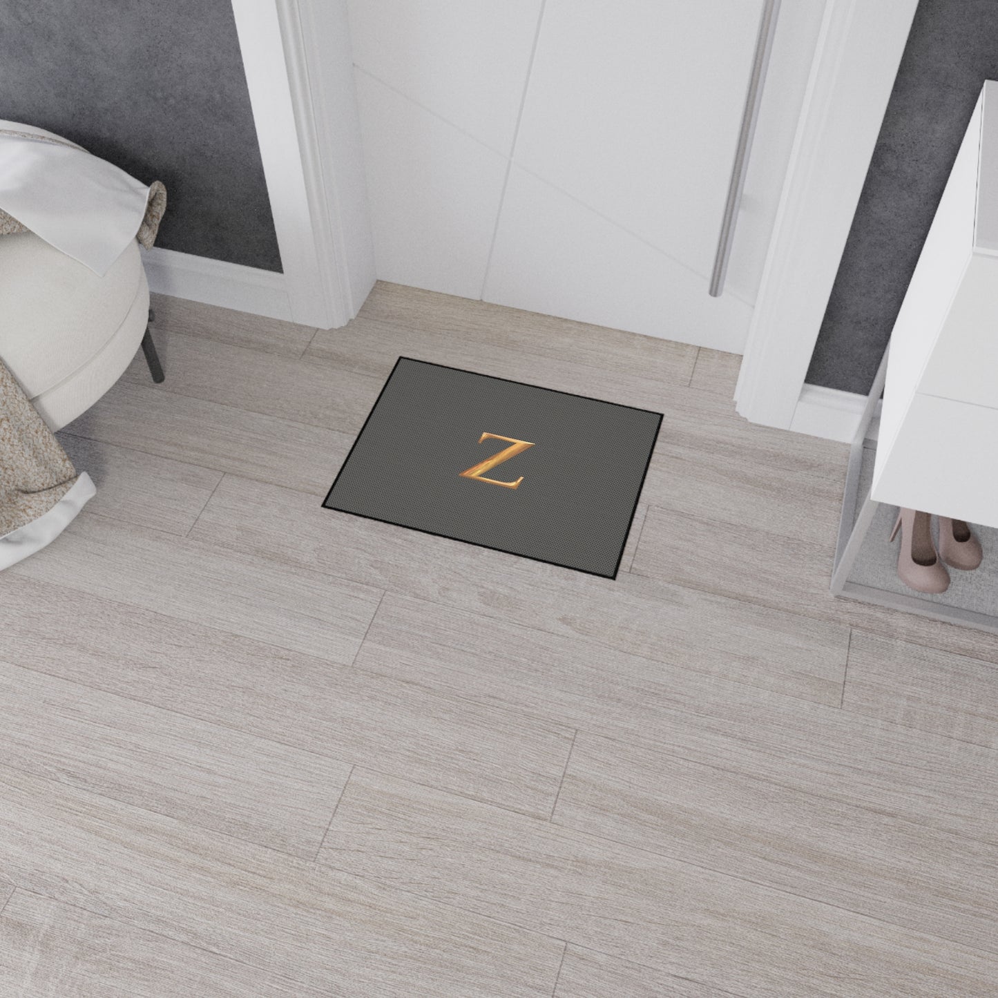 Gray and Gold Monogram Z Heavy-Duty Floor Mat