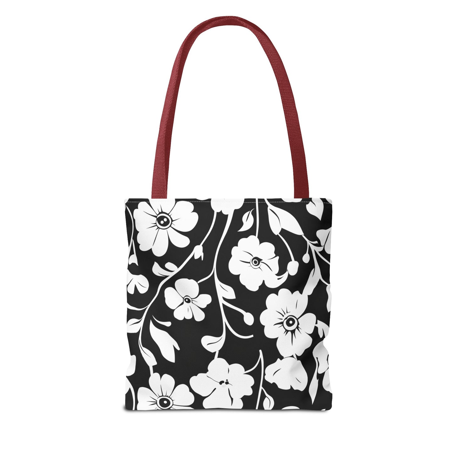 Elegant Floral Tote Bag, Black and White Tote, Eco-Friendly Shopping Bag