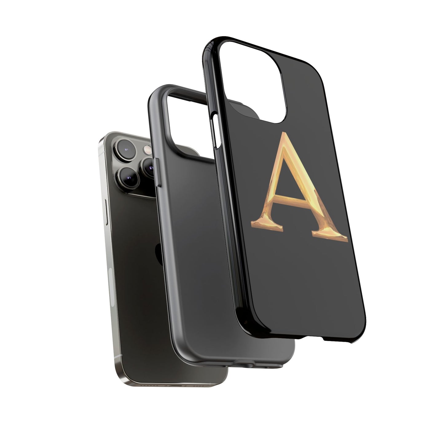 Custom Phone Case with Gold Letter A, Monogrammed Gift, Tough Protective Case, Personalized Phone Accessory, Unique Phone Cover