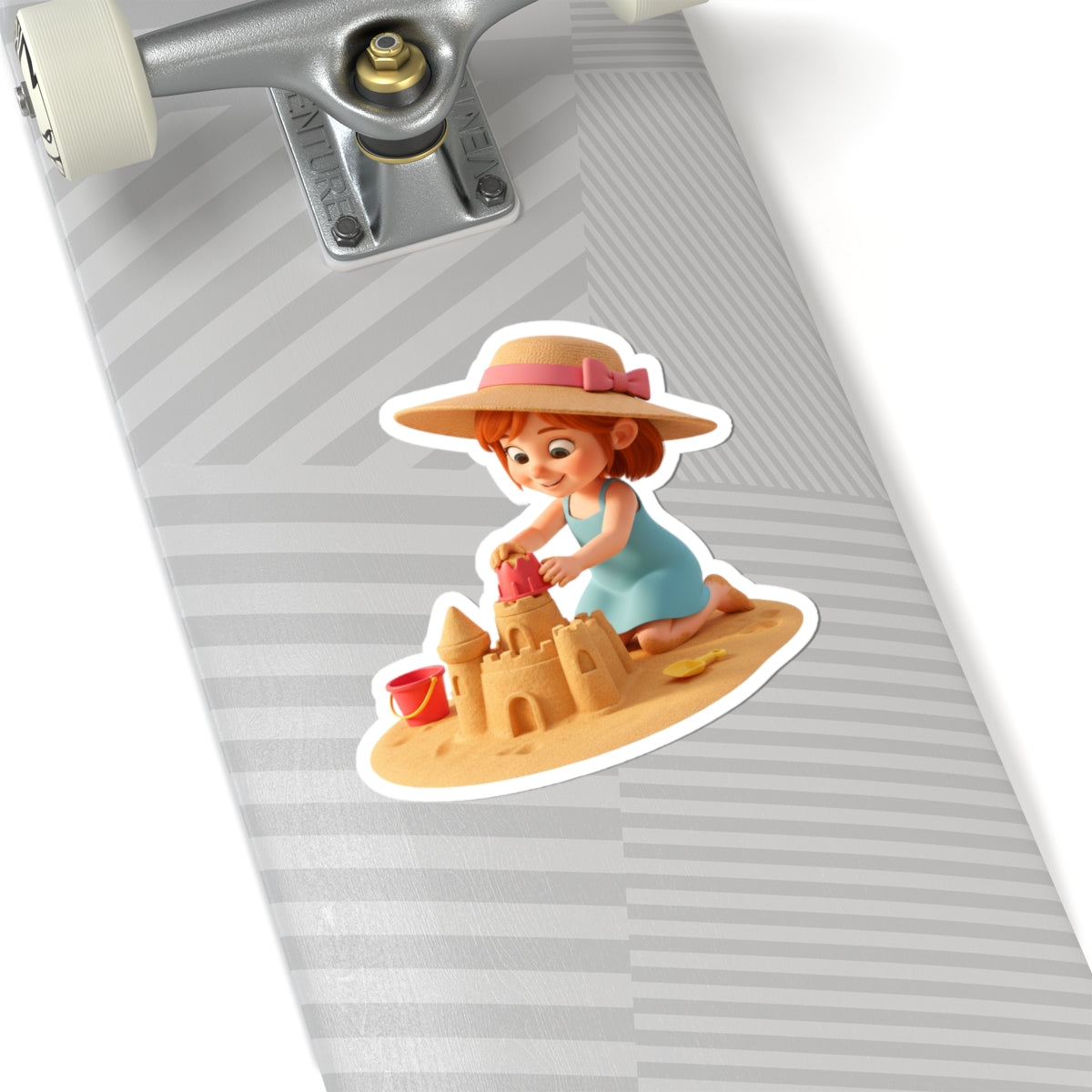 Cute Girl Building Sandcastle — Kiss-Cut Sticker