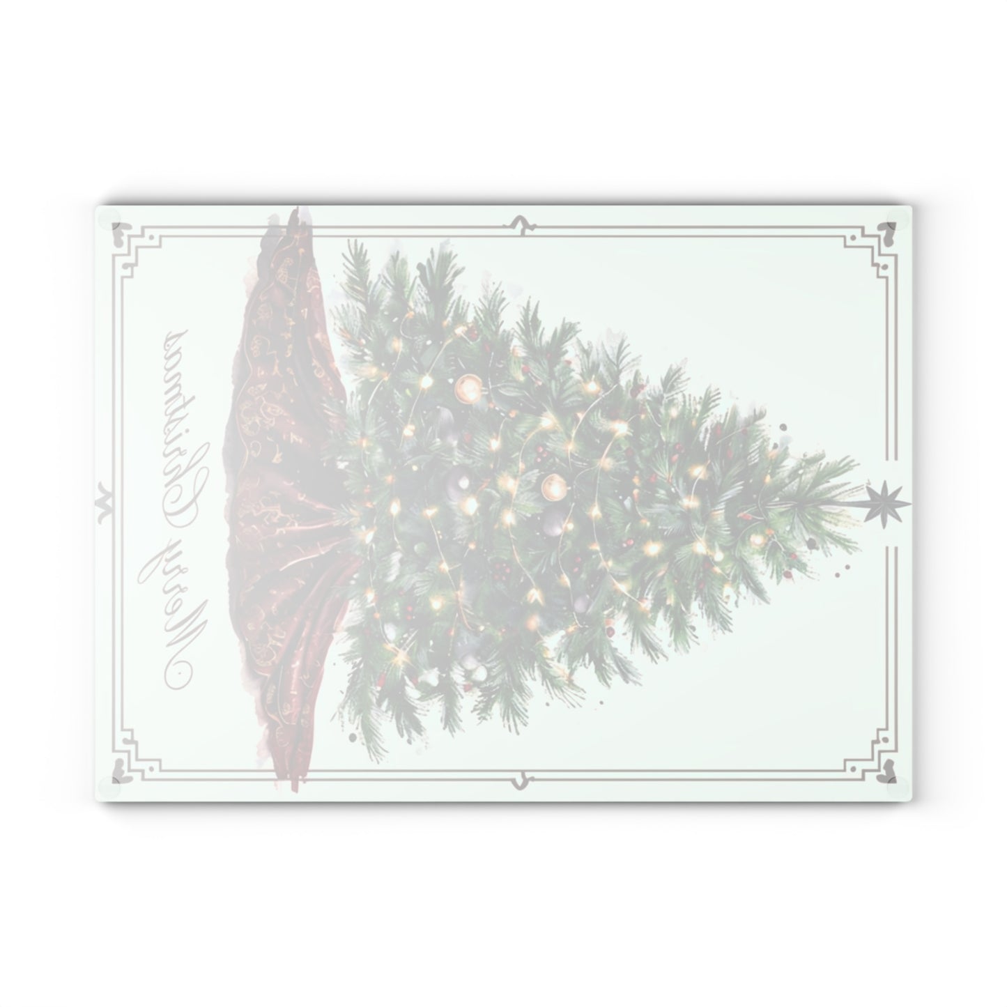 Christmas Tree Glass Cutting Board - Festive Holiday Kitchen Decor