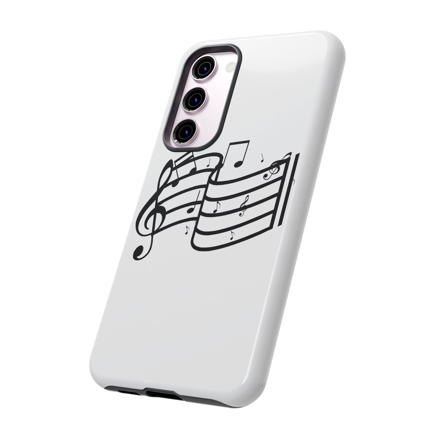 Musical Notes Phone Case — Black Treble Clef Music Staff Tough Case