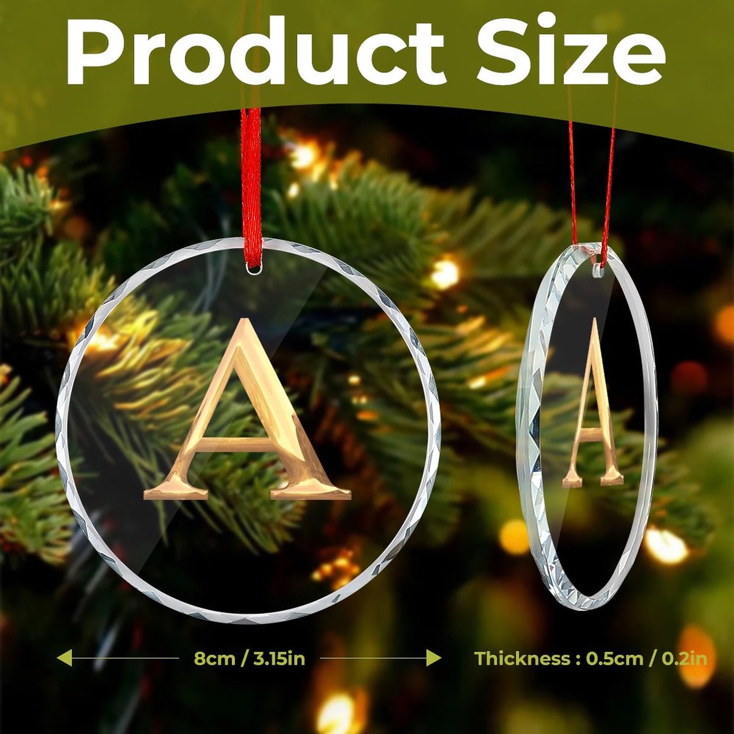 Glass Circular Ornament Pendant- Letter A