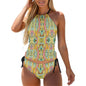 2-Piece Women's Tankini Set with High Neck Halter Top