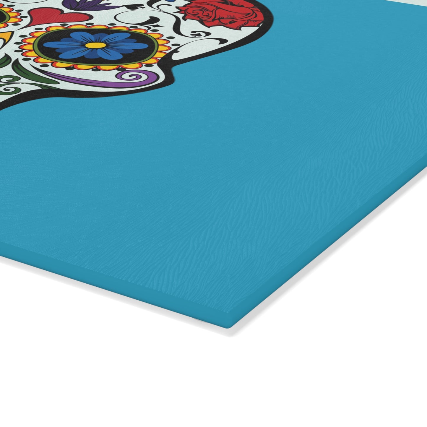 Decorative Glass Cutting Board with Colorful Sugar Skull Design
