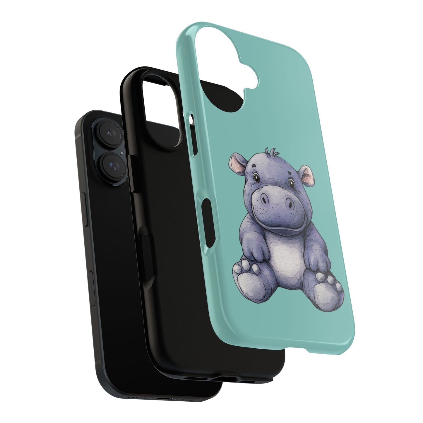 Cute Hippo Phone Case, Tough Phone Cover, Fun Animal Case, Gift for Kids, Cute Decor, Birthday Present