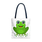 Cute Frog Tote Bag, Eco-Friendly Shopping Bag, Fun Gift for Kids, Frog Lovers, Bag for Nature Outings, Unique Frog Design