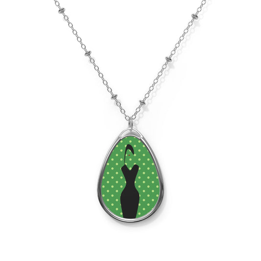 Elegant Oval Necklace with Polka Dot Design, Fashion Jewelry, Gift for Her