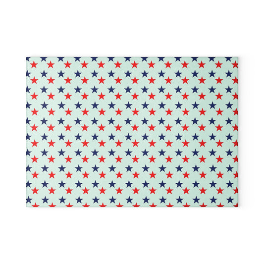 Glass Cutting Board stars red white and blue