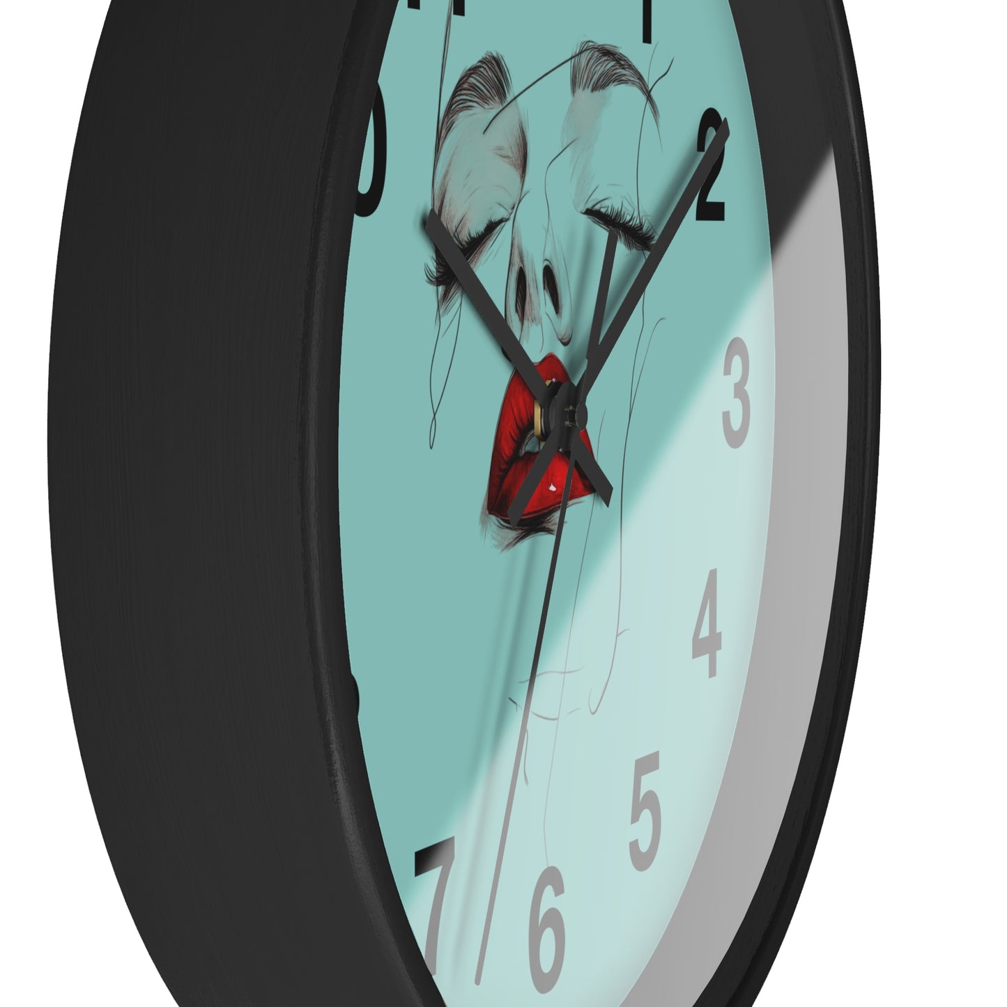 Modern Art Wall Clock - Abstract Lips Design, Home Decor, Gift for Her, Unique Wall Decor, Feminine Artwork, Stylish Timepiece