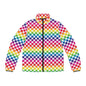 Vibrant Rainbow Men's Puffer Jacket, Colorful Winter Outerwear, Stylish Men's Jacket, Unisex Jacket, Perfect for All Occasions