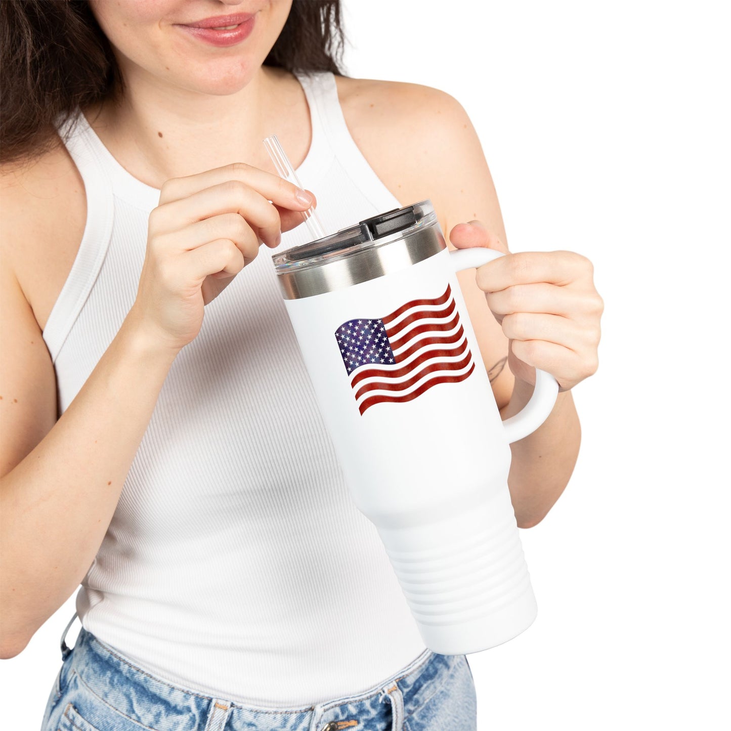Insulated Travel Mug, 40oz - American Flag