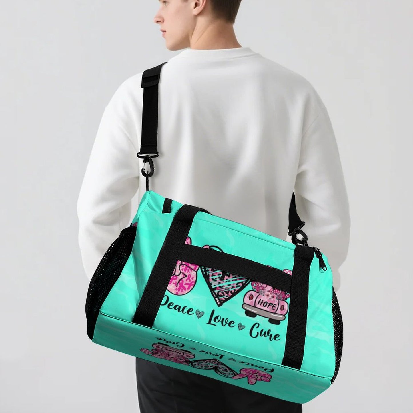 Travel Duffel Bag Peace Love Cure