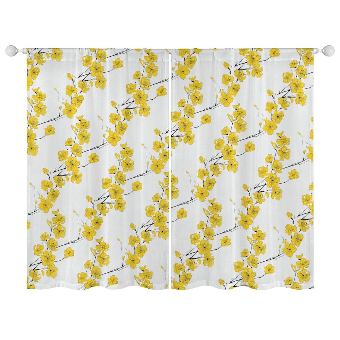 Sheer Curtain White and Yellow