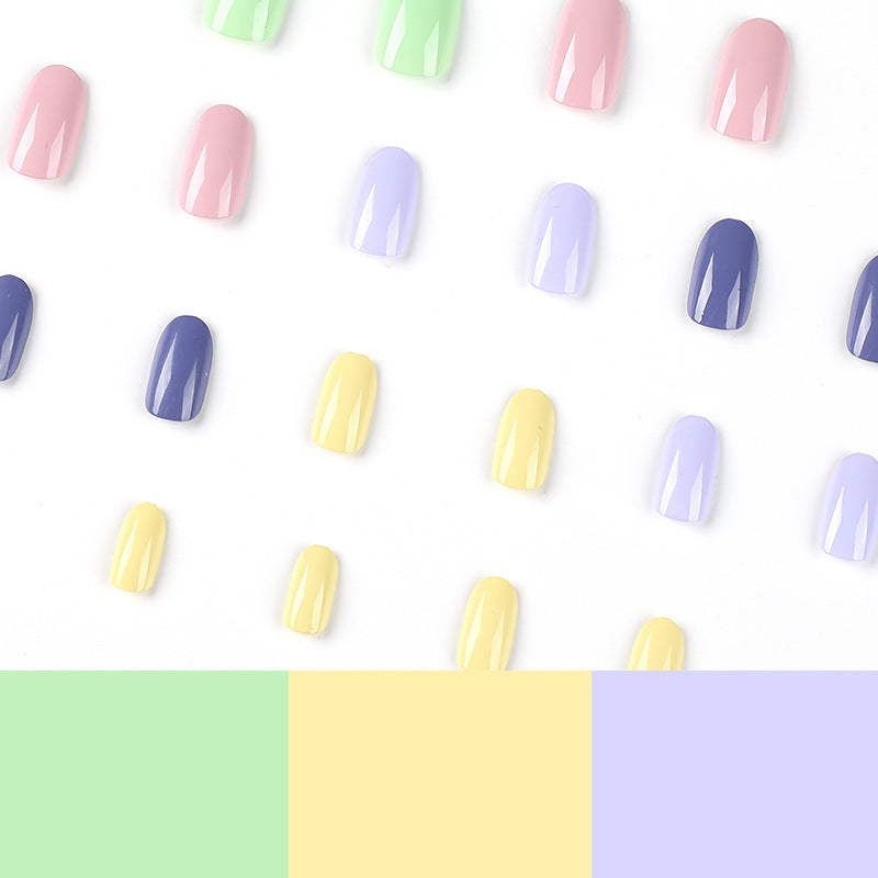 Press on nails finished product wholesale five-color solid color fresh ins wind Press on nails and nail finished – Image 4