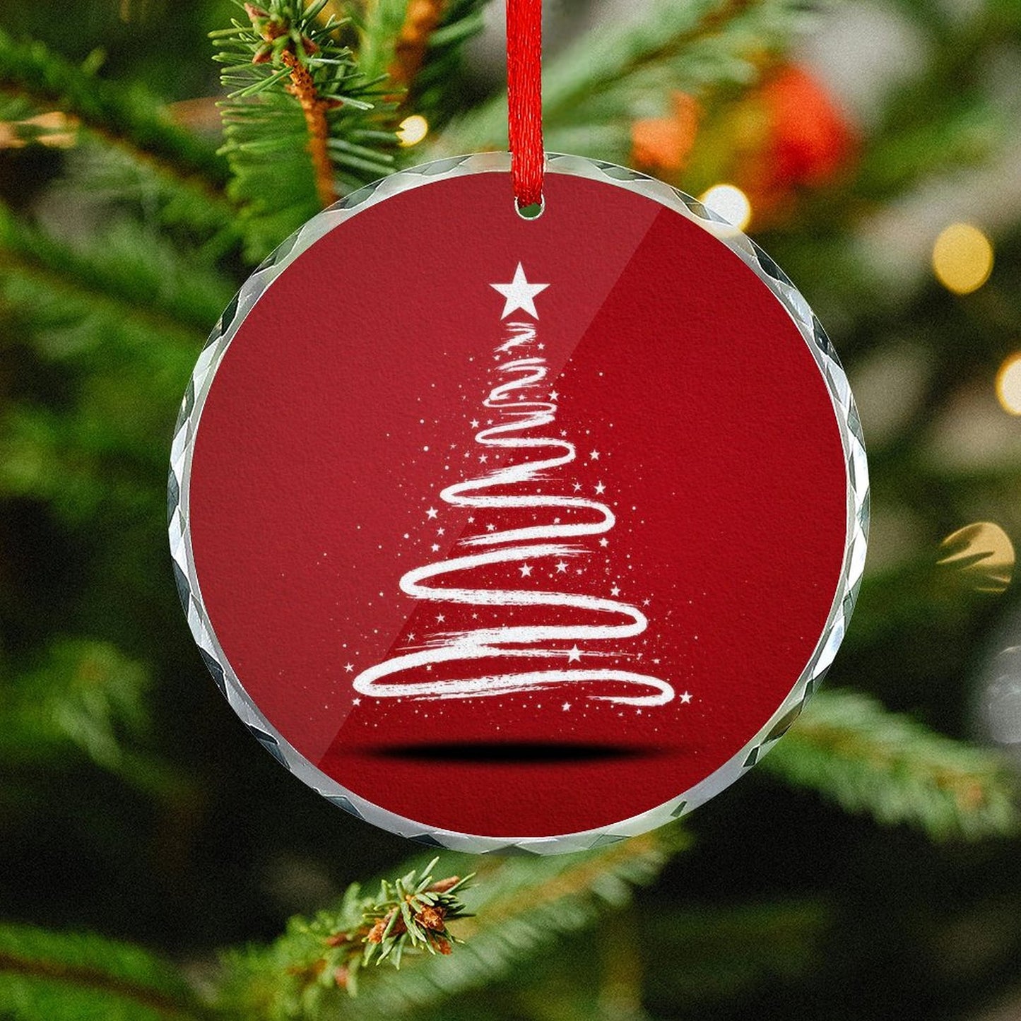 Glass Circular Ornament Pendant - Tree