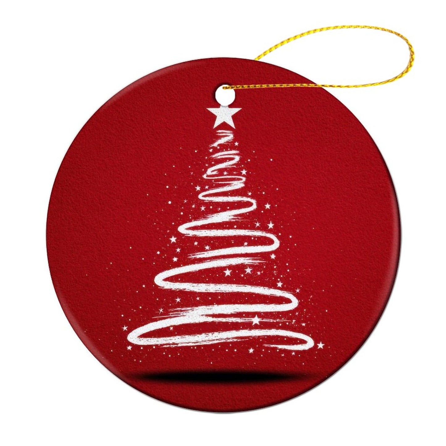 Round Christmas Ceramic Ornament (Glossy Surface) - Tree