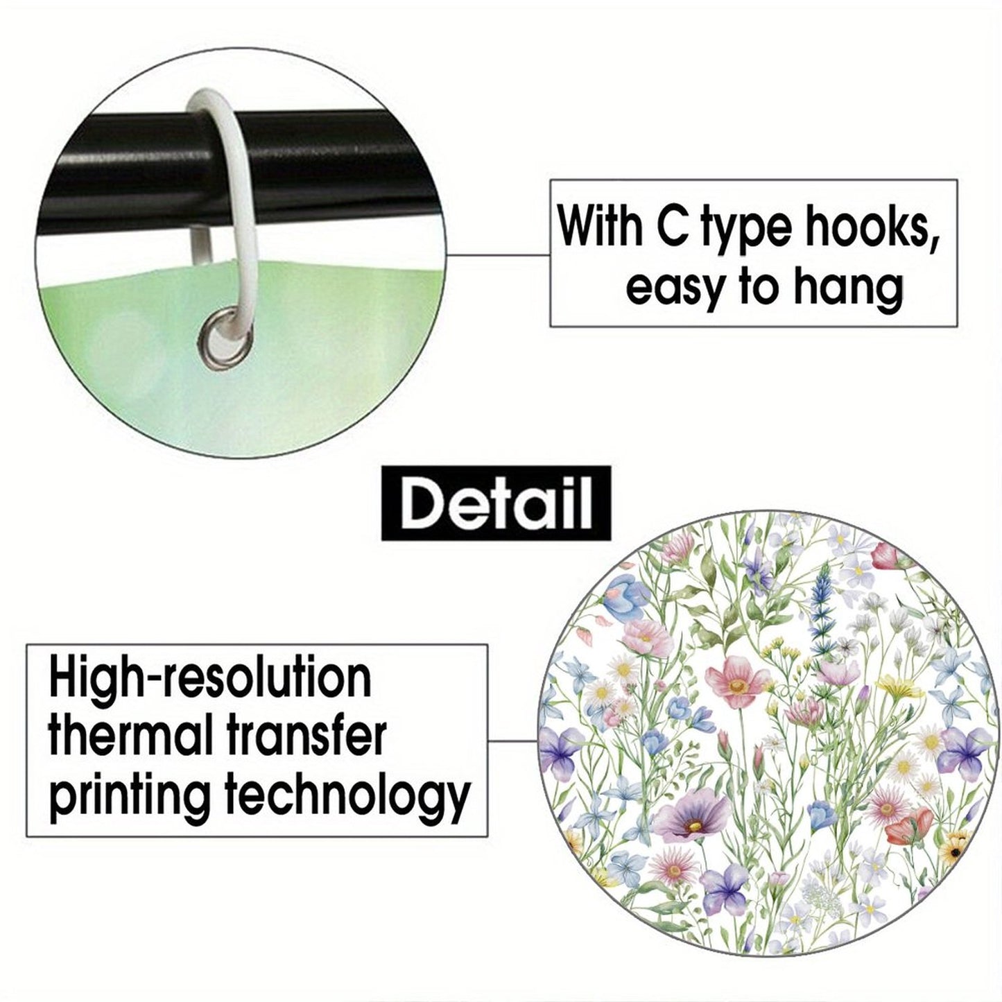 Waterproof Shower Curtain - Floral