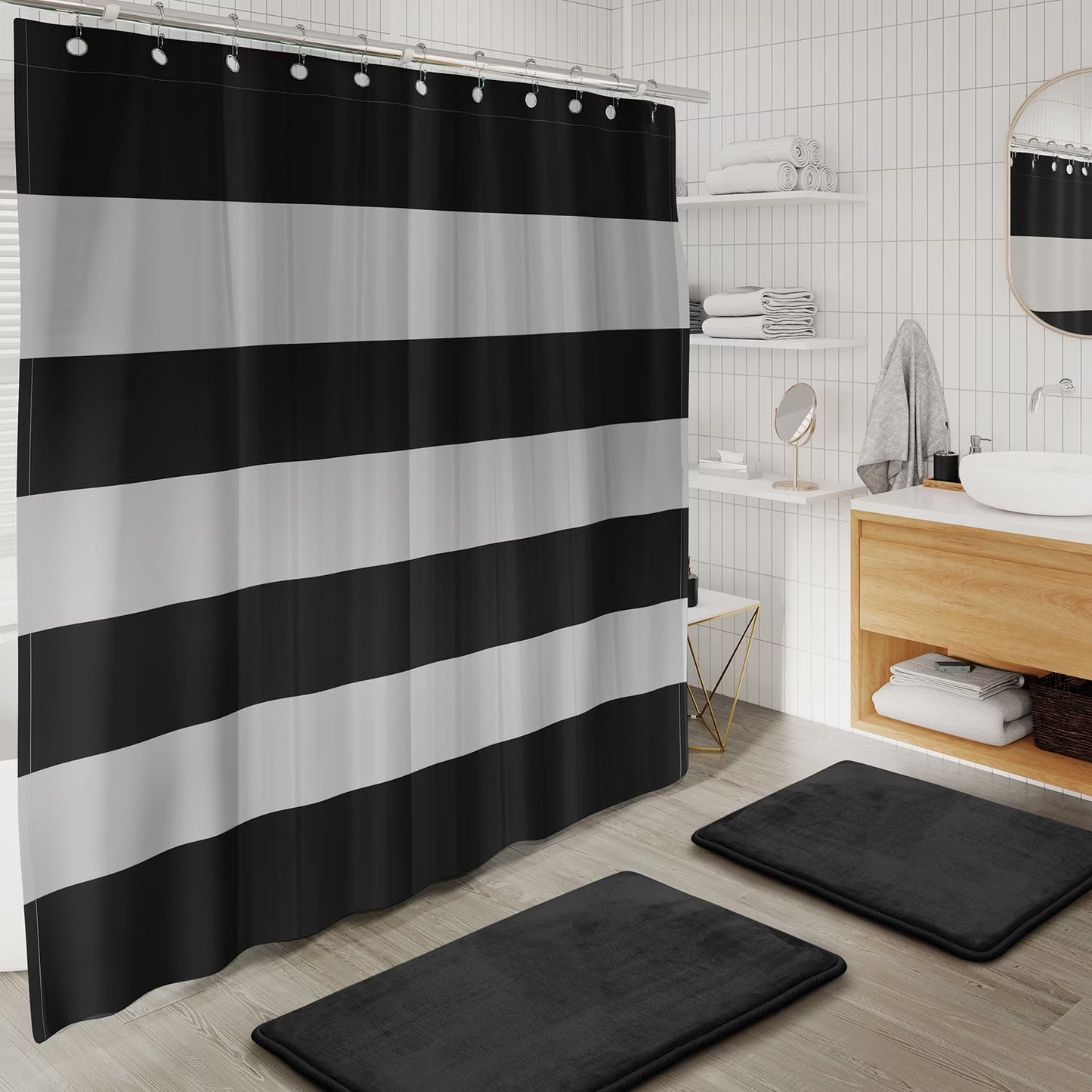 Hearth & Harbor 20 Piece Bathroom Accessories Set, Black Bathroom Decor Set