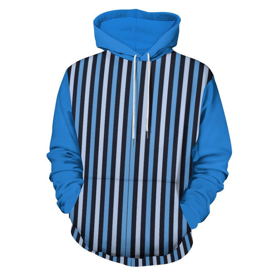 Men's Cool Hoodie with Double-layer Cap Blue Stripes