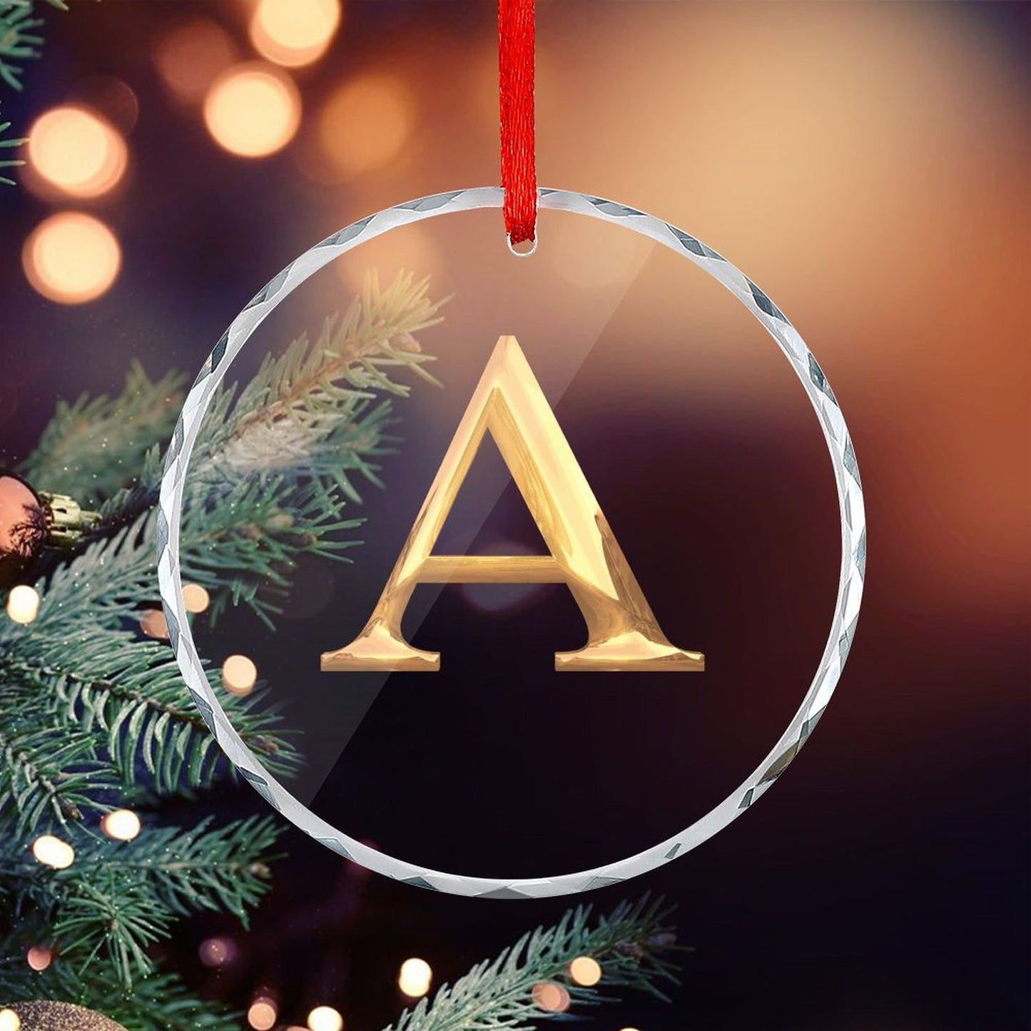 Glass Circular Ornament Pendant- Letter A