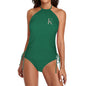 DTF Halter High Neck 2-Piece Swimsuit Set for Women