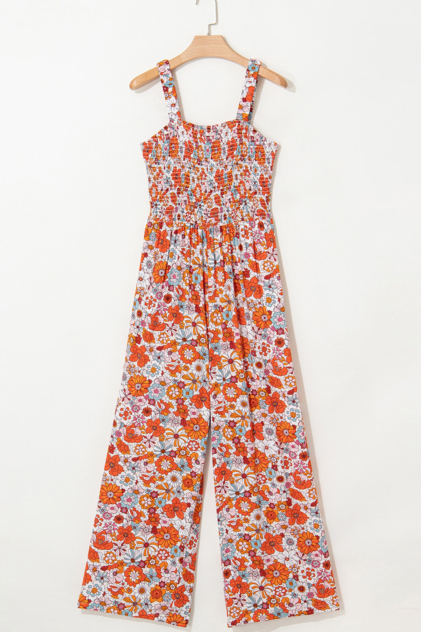 Women's Casual Loose Overalls Jumpsuits Sleeveless Floral Printed Wide Leg Full Length Rompers Pockets 100% Viscose