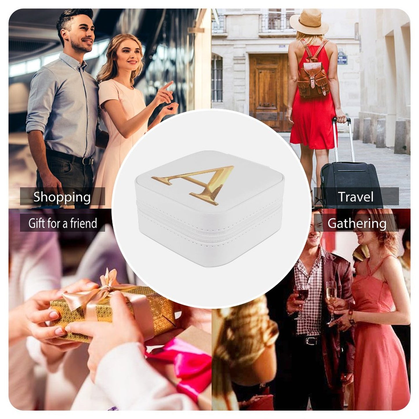 PU Portable Travel Jewellery Box - Letter A