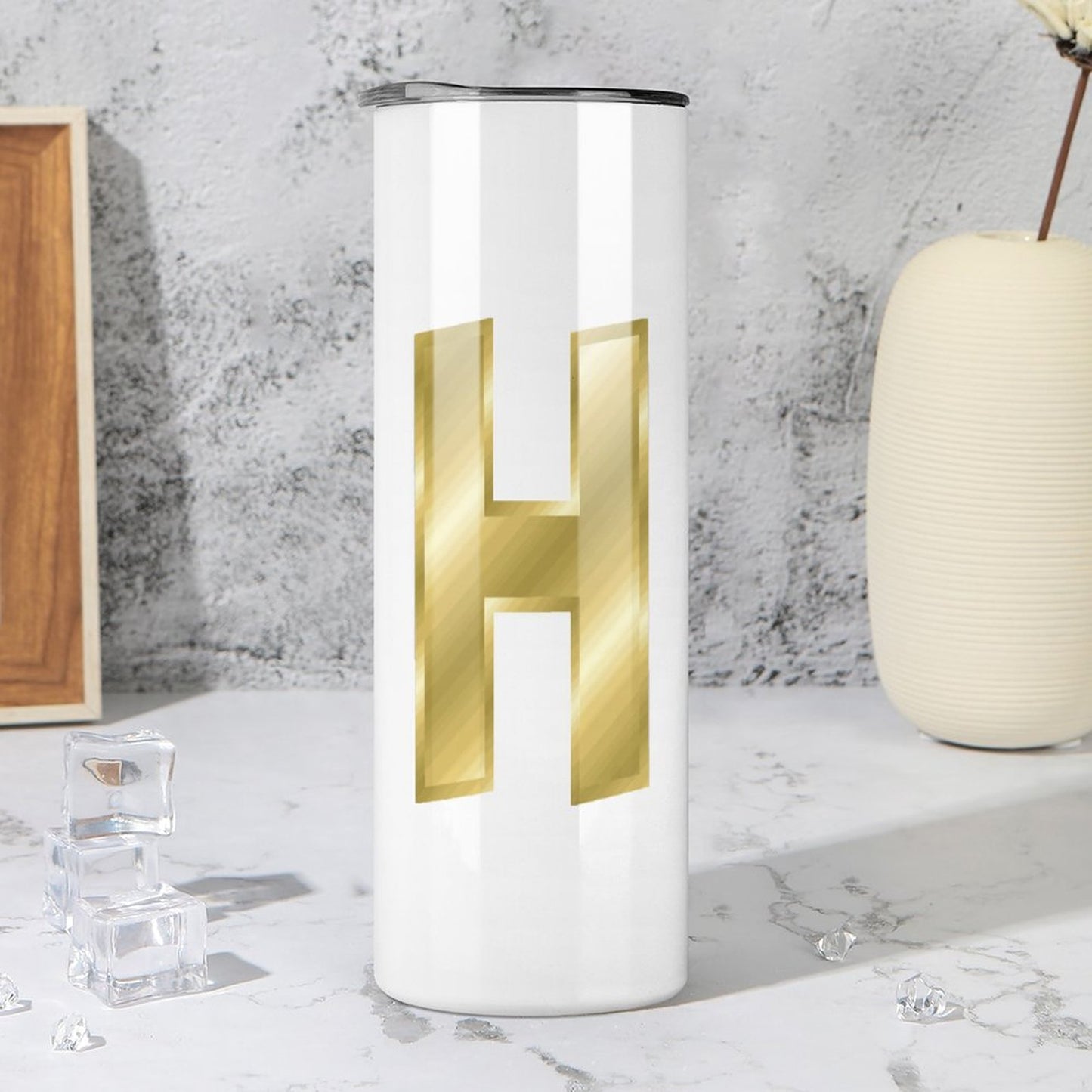 20oz Skinny Stainless Steel Straight Cup-With Lid