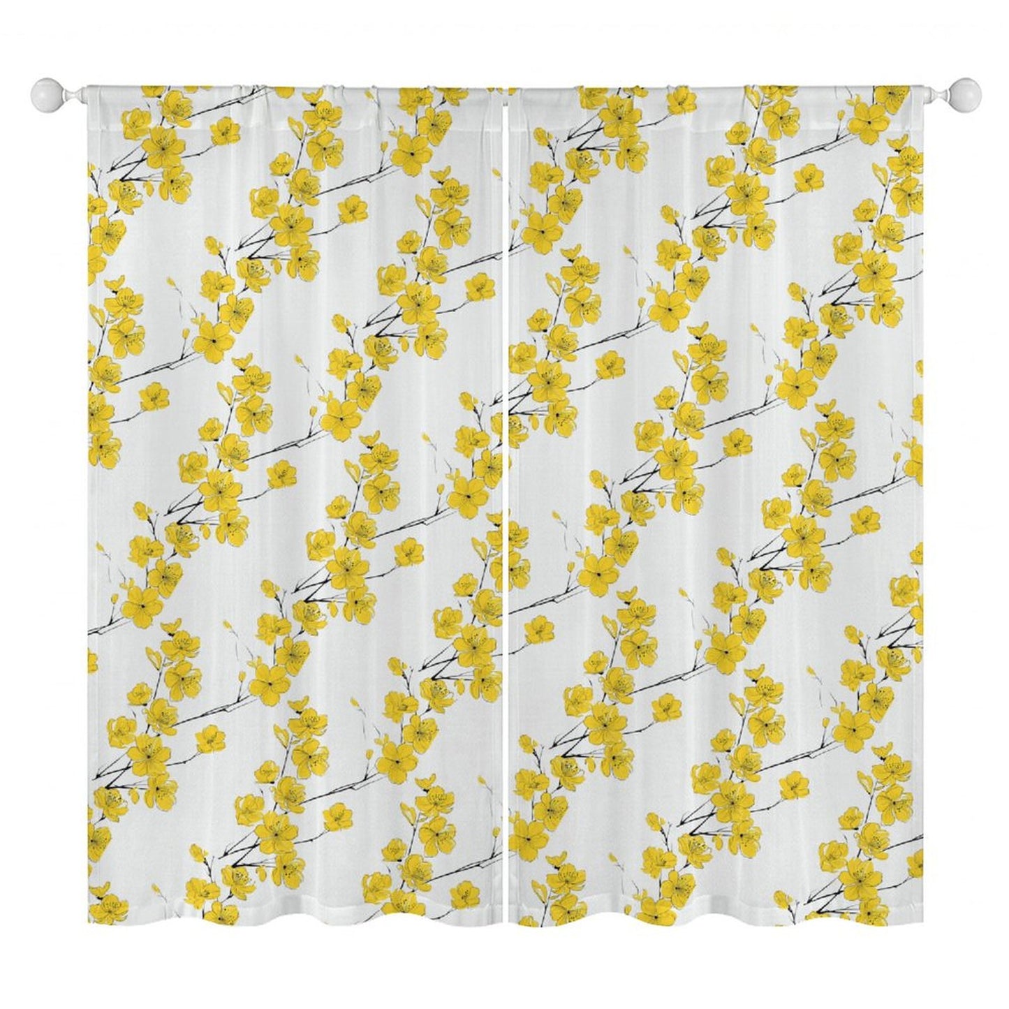 Sheer Curtain White and Yellow