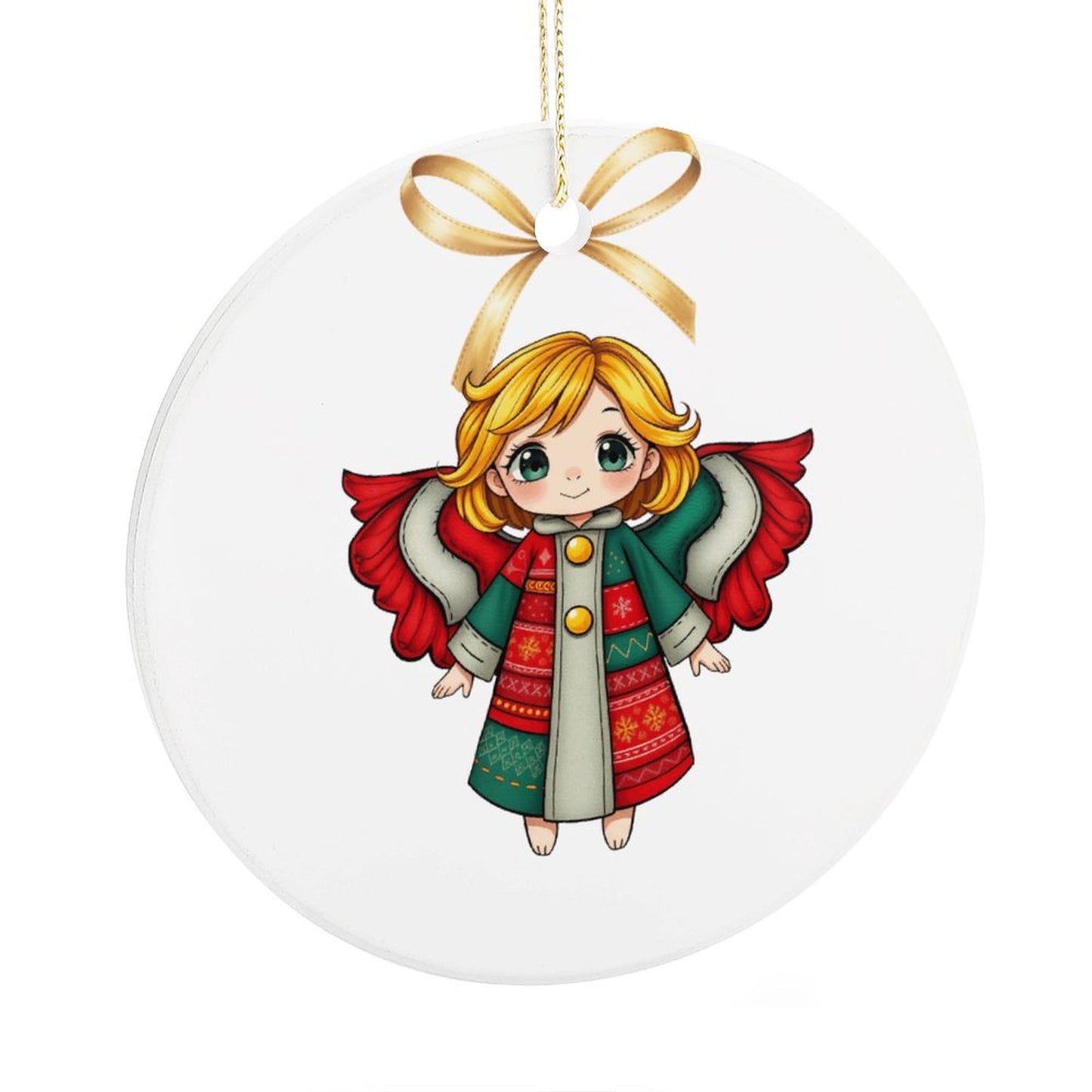 Round Ceramic Christmas Ornament (Matte Surface)