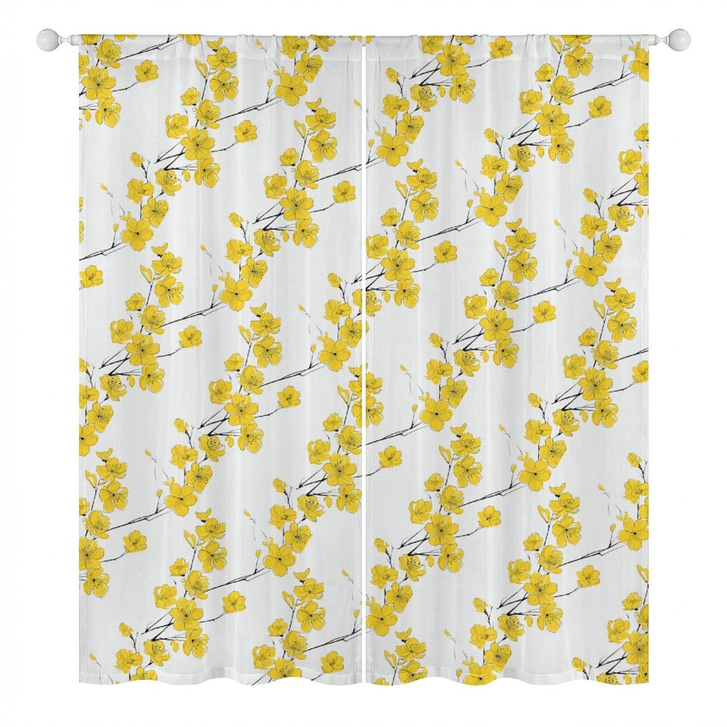 Sheer Curtain White and Yellow
