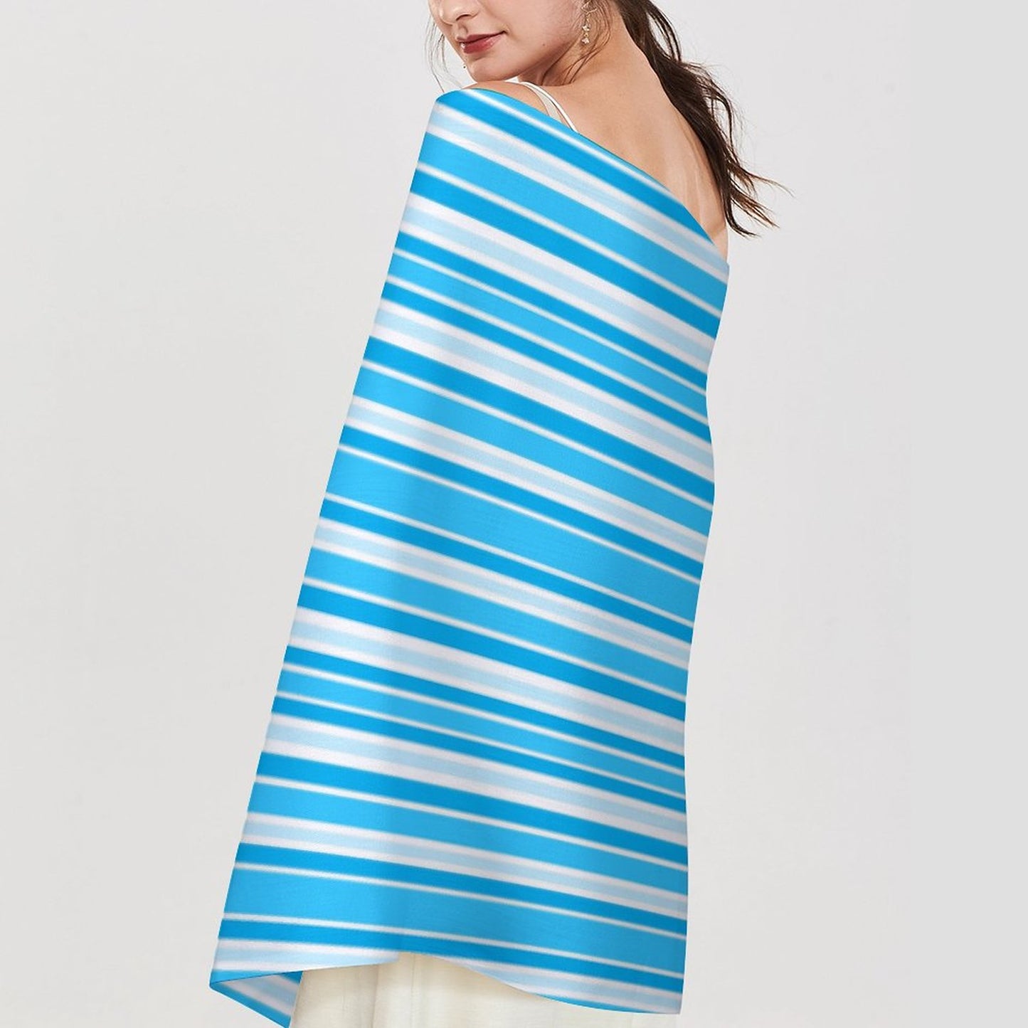 Cashmere-like Tassel Scarf Blue Stripes