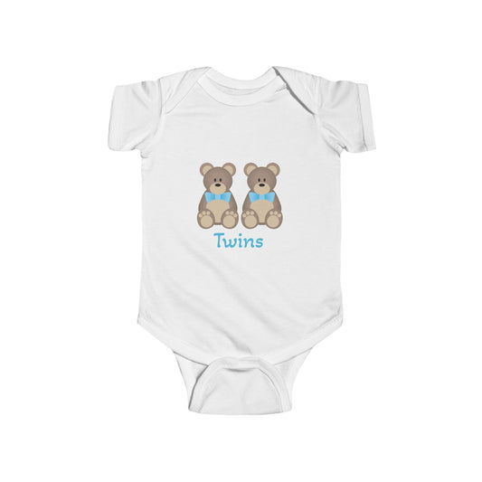 Twins Bear Baby Bodysuit, Cute Infant Onesie, Gift for Newborns, Baby Shower Present, Adorable Twins Outfit