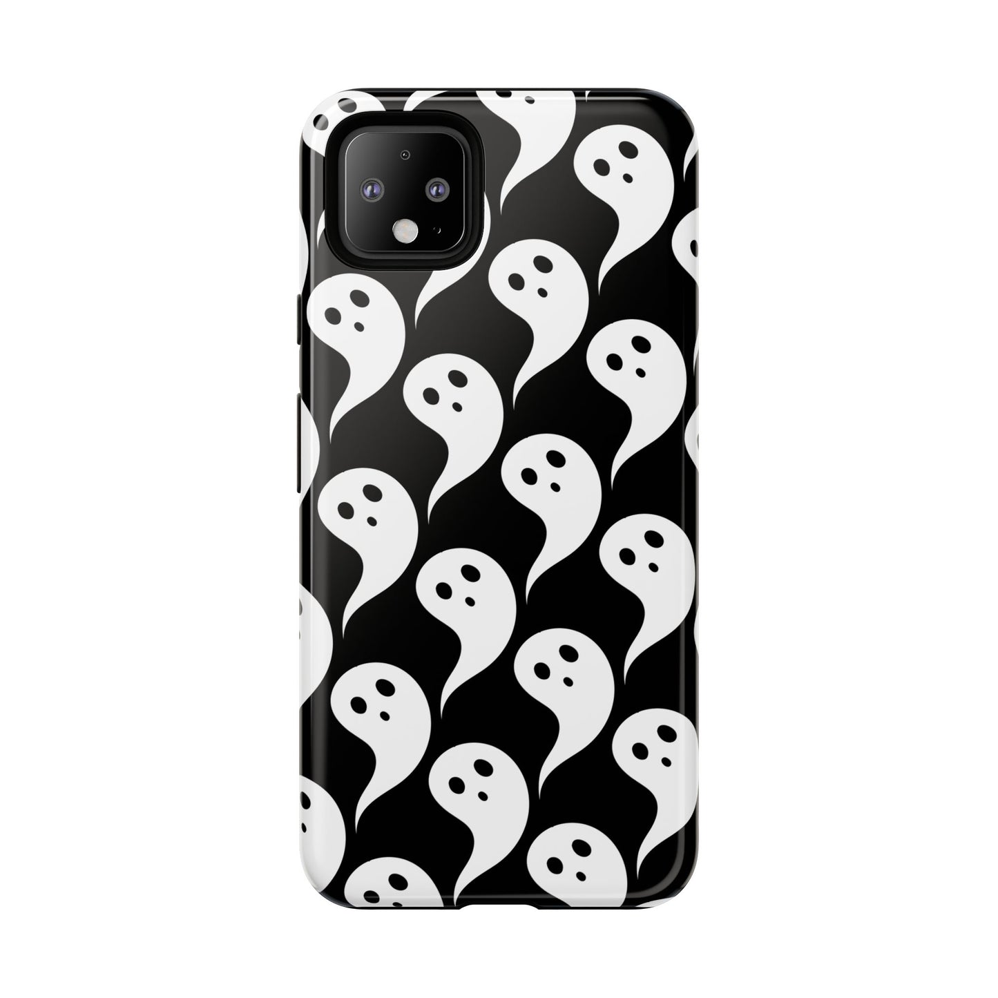 Ghost Pattern Phone Case, Cute Ghost Cell Phone Cover, Halloween Accessory, Spooky Gift, Black and White Phone Case