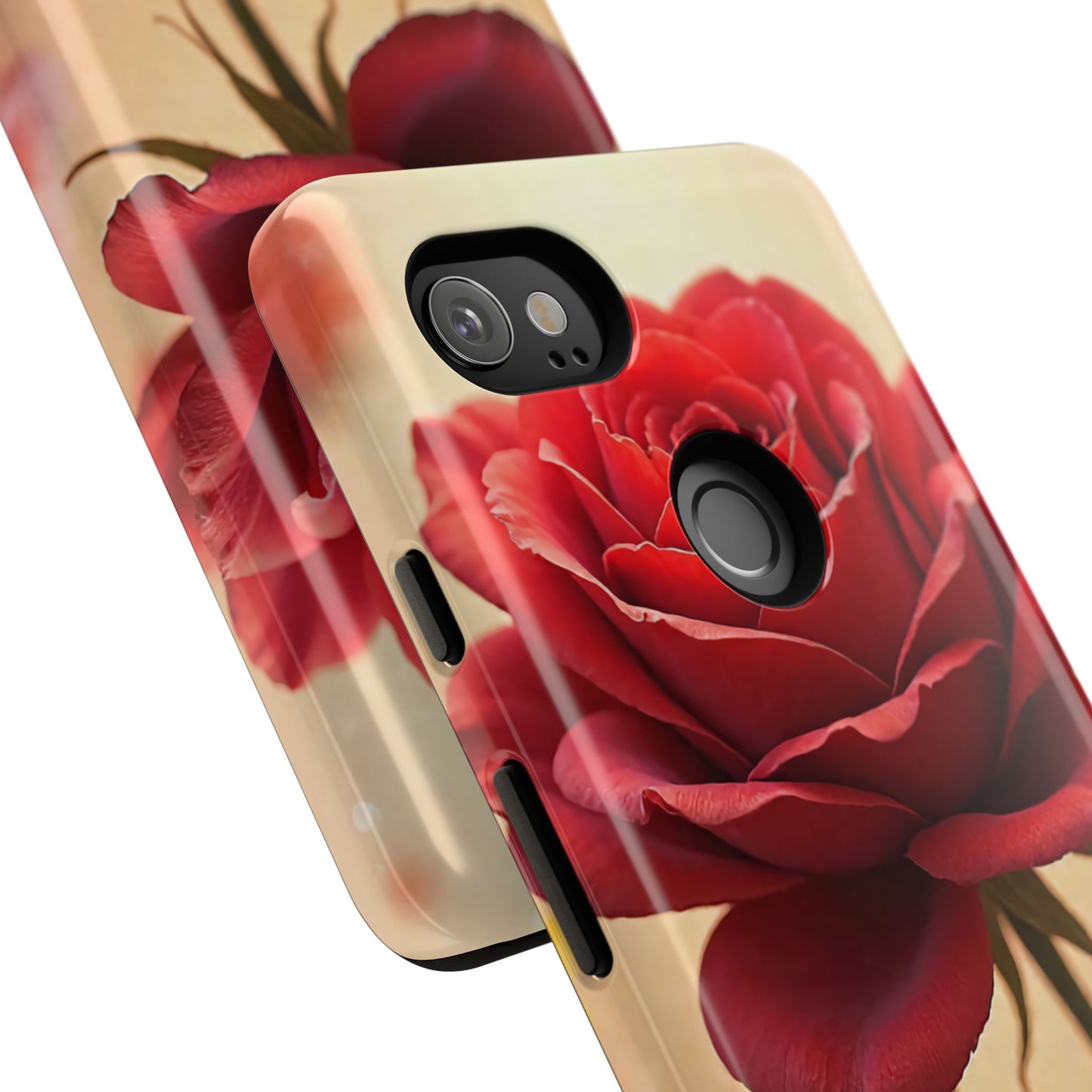 Floral Phone Case with Red Rose Design, Tough Phone Cover, Flower Print, Gift for Her, Stylish Accessory, Floral Aesthetic