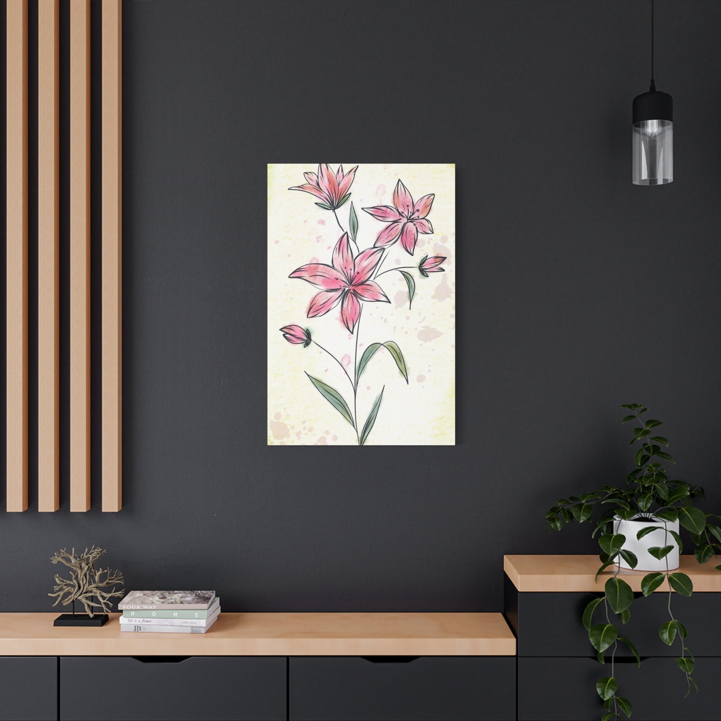 Matte Canvas, Stretched, 1.25" Tulips Pink Flowers