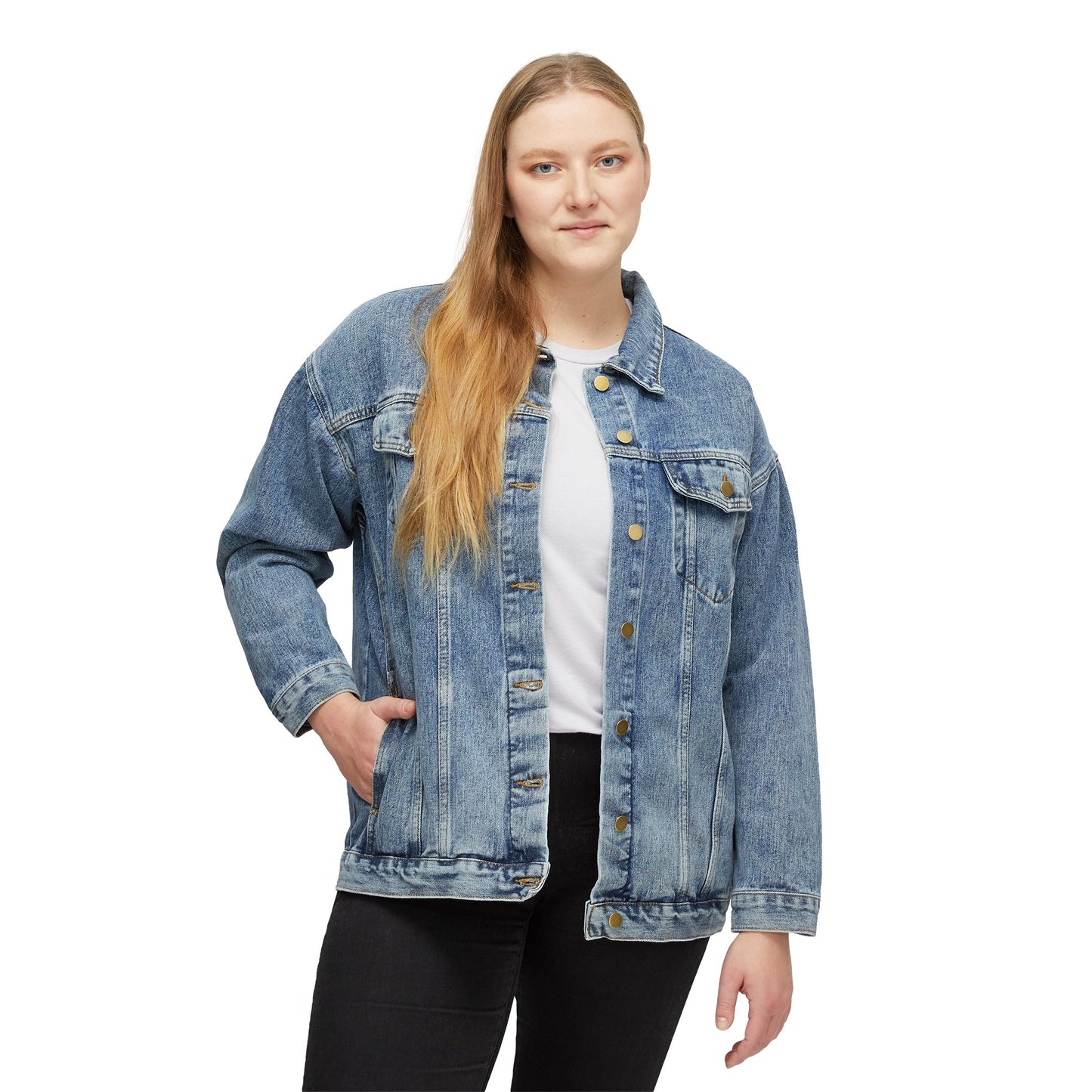 Good Vibes Only Women's Denim Jacket, Casual Summer Outerwear, Trendy Jean Jacket, Perfect Gift for Her, Boho Style Clothing